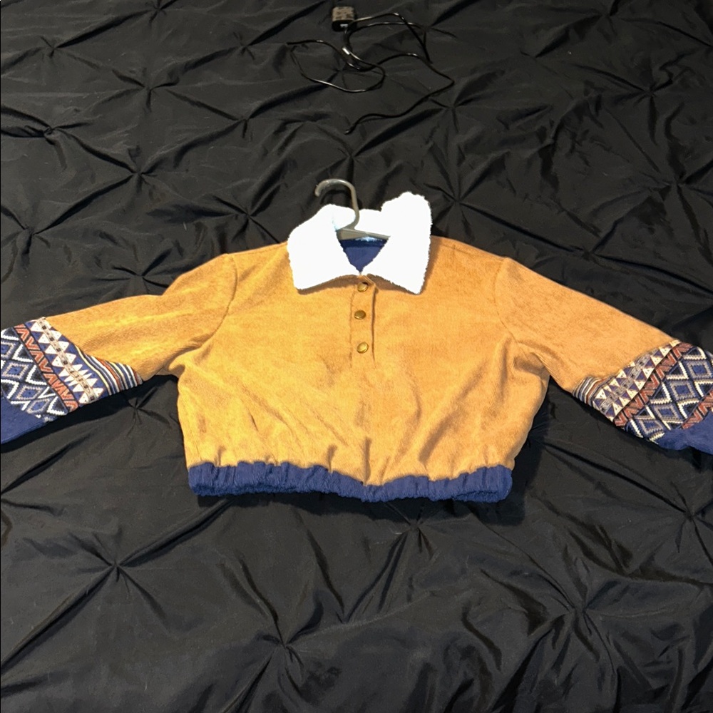 Fashion Nova Tan and Blue Sweater